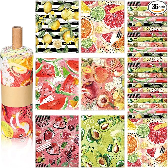 36 Pack Reusable Cleaning Cloths Washable Cotton Kitchen Towels for Home