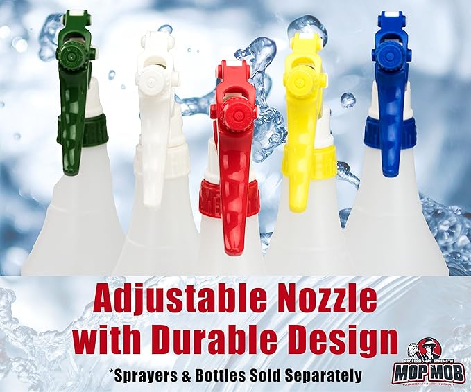 Leak-Free No-Clog Chemical Resistant Spray Head 5 Pk. Bottles NOT Included. Pro-Grade Trigger and Nozzle for Auto/Car Detailing, Window Cleaning and Janitorial Supply. Sprayer Fits 24oz Bottle