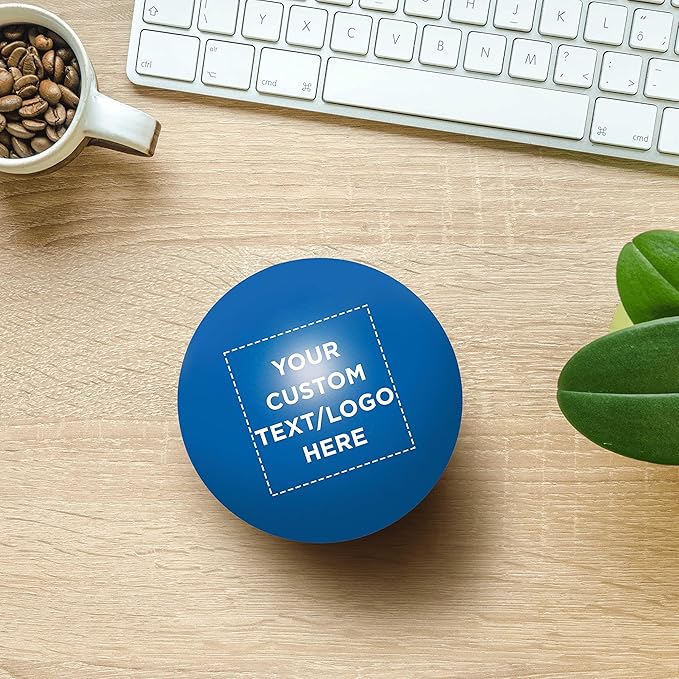 Custom Stress Balls for Adults Set of 50, Personalized Bulk Pack - Relief, Perfect for Your Desk, Office or Home - Blue