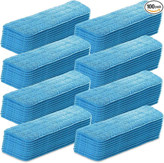 Gandeer 100 Pack Microfiber Mop Pads Machine Washable Cleaning Flat Mop Head Replacement Reusable Household Pads for Hardwood and Hard Surface Floor Cleaning and Scrubbing
