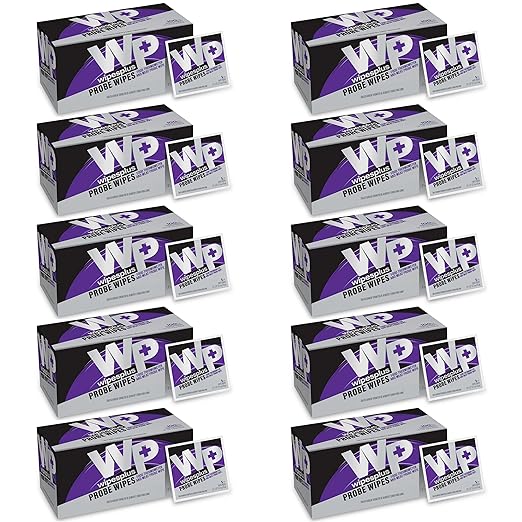 WIPESPLUS Probe Wipes Food Thermometer Wipes, Meat Probe Wipes with Individual Sachets for Home and Business, 1000 Count, (10 Packs of 100 Sachets)