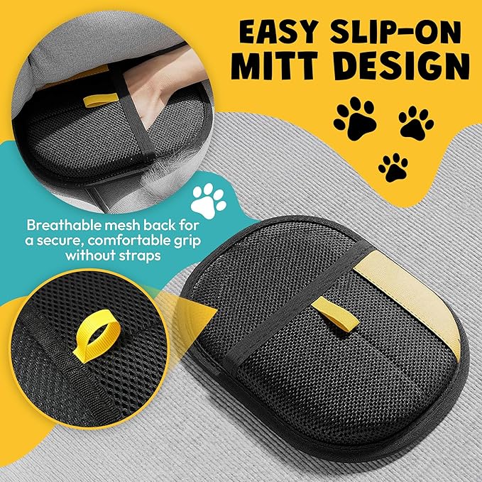 USAYEGH Pet Hair Remover Gloves for Dogs & Cats – 2-Piece Fur Removal Set