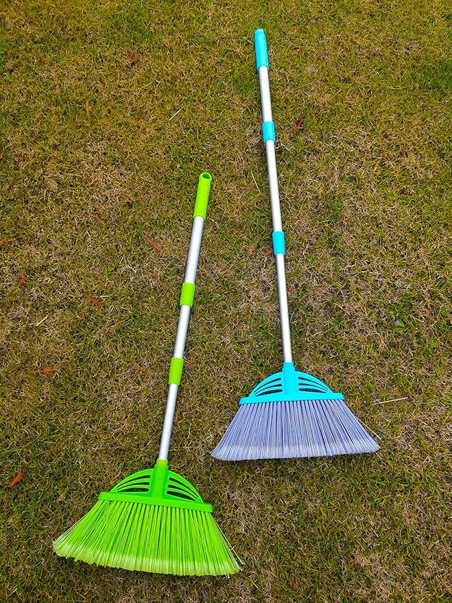 Xifando Three-Section Telescopic Aluminum Alloy Rod Long-Handled Broom (Light Blue)
