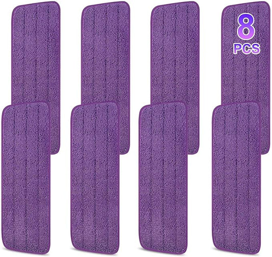 8 Pack 16.5 inch Reusable Mop Pads Microfiber Spray Mop Replacement Heads for Wet/Dry Mops Compatible with Bona Floor Care System