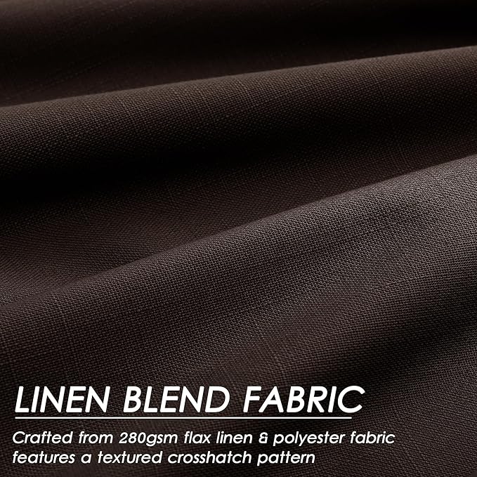 Nanspring Coffee Linen Blackout Curtains 72 inch Length for Living Room Boho Farmhouse Back Tab Rod Pocket Thermal Insulated Textured Living Room Blackout Curtains 2 Panels Set 52x72 Inch