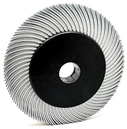 Radial Bristle Brush, 6 in x 1/2 in x 1 in 120 Grit (White) with Adapter, Type C Curved Bristle (Pack of 1)