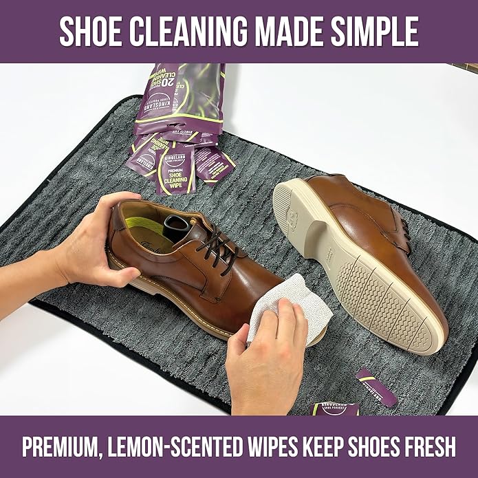 The Kingsland Shoe Project Premium Shoe Cleaning Wipes- Pack of 20 Individually Wrapped Eco-Friendly Shoe Wipes- Removes Dirt & Stains, Ideal For Leather, Rubber & Mesh- Travel Friendly