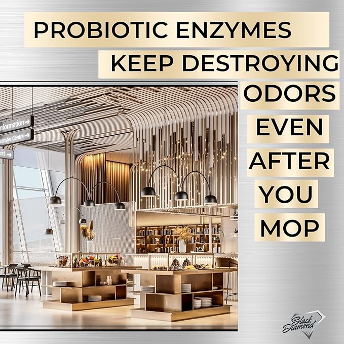 Restaurant Bio-Deodorizing Floor Cleaner Heavy Duty Concentrated Enzyme Degreaser & Odor Eliminator for Use in Mopping Bathroom, Kitchen, and Dining Room. Removes Grease & Urine Odors. (4)