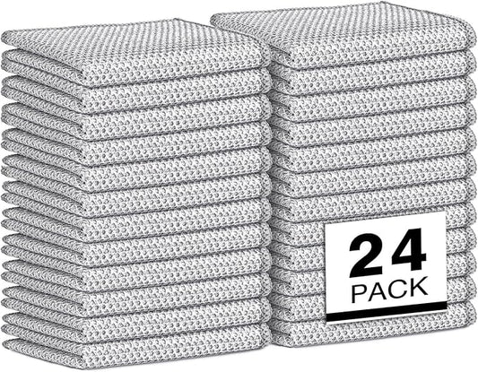 AIDEA Non Scratch Wire Dishcloth 24PK, Wire Dishwashing Rag for Wet and Dry, Washable Dish Rags No Odor, Cleaning Pads Steel Scrubber for Cookware, Sinks, Dishes, Stove Tops, 7"×8"