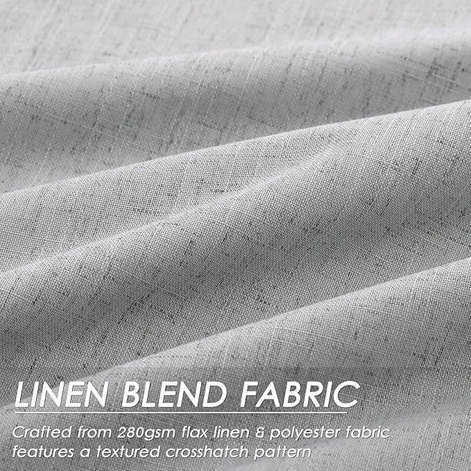 Silver Grey Linen Curtains for Bedroom Black Out 96 Inch Long Full Blackout Back Tab Pocket Curtains for Living Room Neutral Rustic Insulated Light Blocking Drapes 96 Inches Long 2 Panels 8 Ft