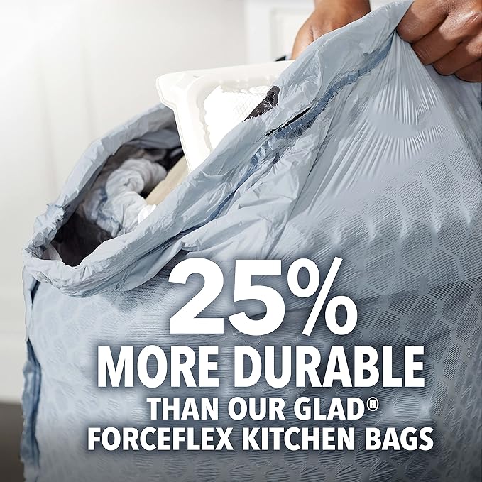 Glad Tall Kitchen Trash Bags 13 Gallon, MaxStrength Eucalyptus and Peppermint Garbage Bags, Drawstring, 90 Count