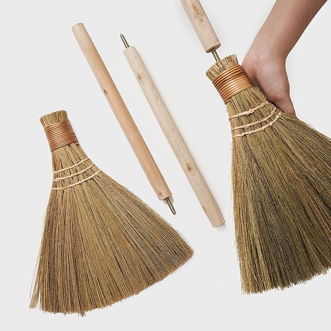 TTS Handmade Whisk Sweeping Broom - Vietnamese Straw Soft Broom for Indoor or Outdoor Sweeping - 9.45" Width, 39.37" Length