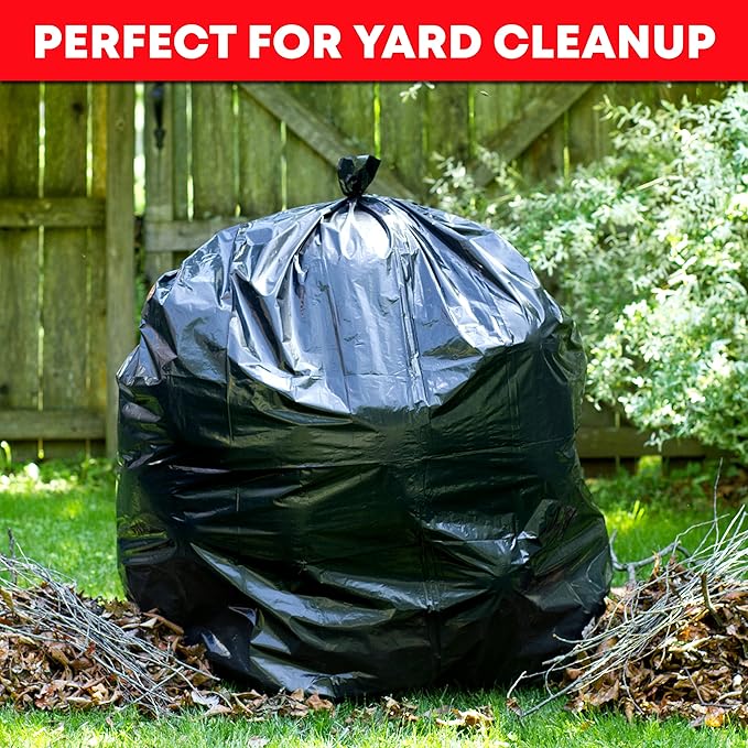 Veska Contractor Garbage Bags 55 Gallon Heavy Duty (MegaValue 50 Bags w/Ties) Contractor Trash Bags 50-60 Gallon 3 Mil Contractor Bag Heavy Duty 55 Gallon, Extra Large Industrial Contractor Trash Bags