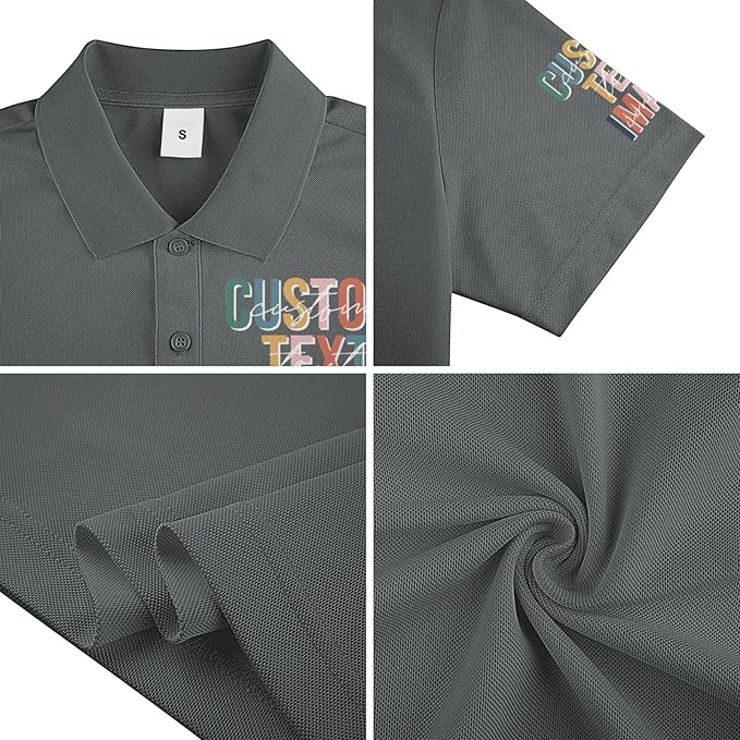 Personalised Polo Shirt Custom Work Shirts for Men Women Printed Text or Logo Working Top, Casual Wear, and Sports Teams