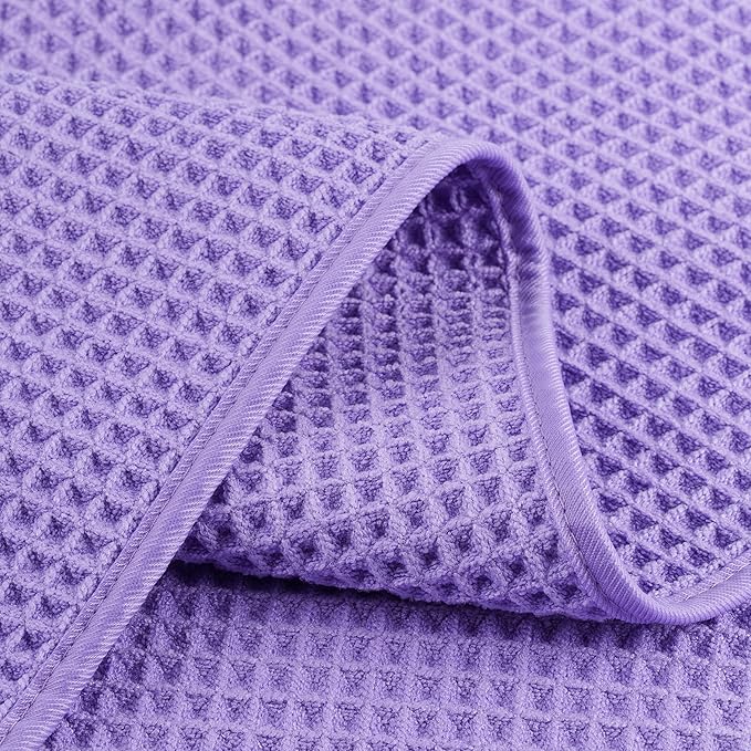 POLYTE Microfiber Lint Free Hand Towel, 16 x 30 in, 4 Pack (Waffle Weave)