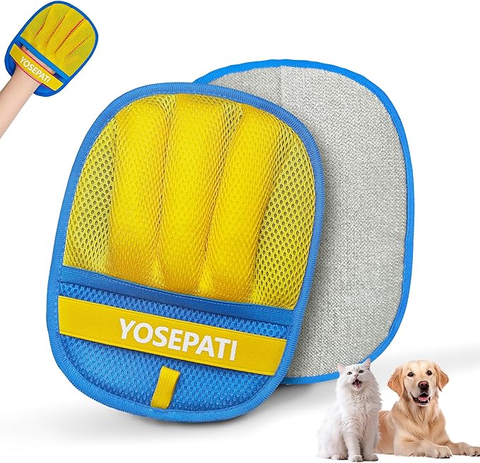 YOSEPATI Thickened Ectrostatic Pet Hair Removal Glove for Cat & Dog, Upgraded Five-Finger Reusable Magic Brush Pet Hair Remover Tool for Couch, Clothing, Carpet & Car Seat, Cat Grooming Gloves