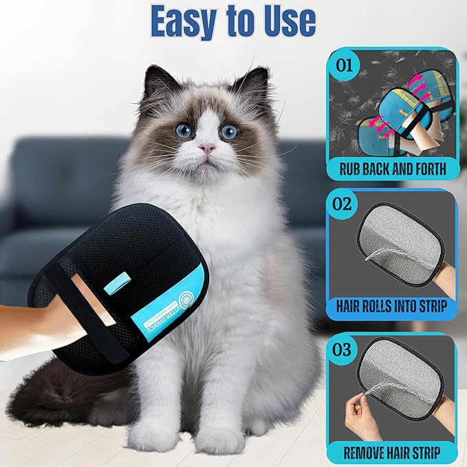 UTTER CHOICE The Magic Brush Pet Hair Removal Glove for Dogs & Cats – Upgraded 2025 Reusable Pet Hair Remover Electrostatic Grooming Mitt | Magic Pet Hair Remover Glove for Clothing, Couch