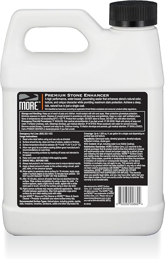 MORE Premium Stone Enhancer - Gentle, Water Based Formula - Natural Stone Sealer and Enhancer [Quart / 32 Oz.]