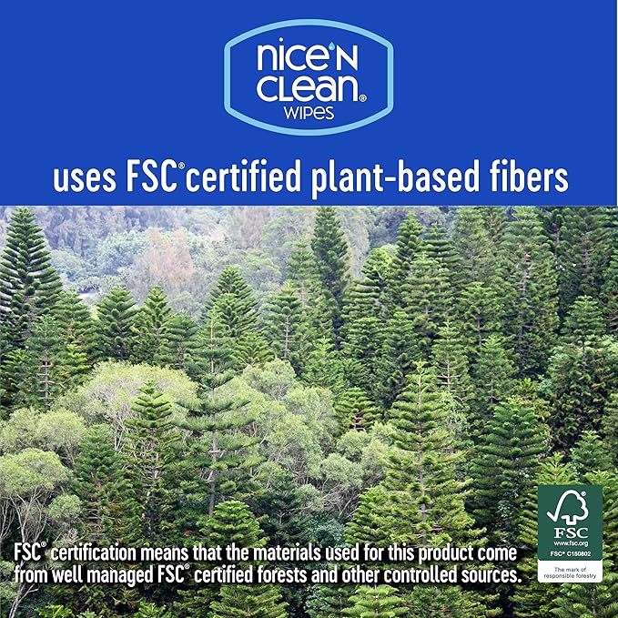 Nice 'N CLEAN Extra Large Flushable Wipes | 40% Larger Wipes | 6.8" x 7.5" Unscented XL Adult Wet Wipes | Septic and Sewer Safe | Fragrance Free, Hypoallergenic, Plant Based | 180 Butt Wipes