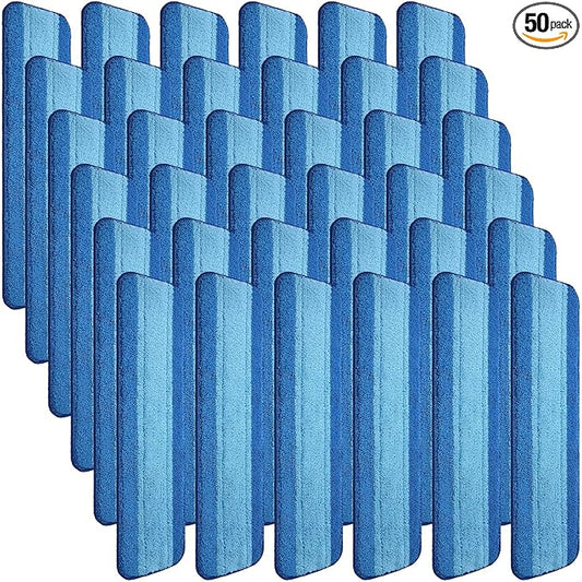 50 Pieces Microfiber Cleaning Pads Compatible with Bona Mop Reusable 18 Inch Replacement Cleaning Pads Washable Refills Replacement Heads for Floor Cleaning