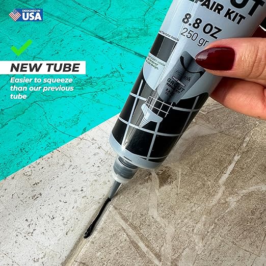 PentaUSA Grout - Tile Grout Repair Kit with Grout Removal Tool, Premix Grout Bundle Set with Remover Saw, Sponge and Cleaner (8.8 Oz - 250gr) (Black)