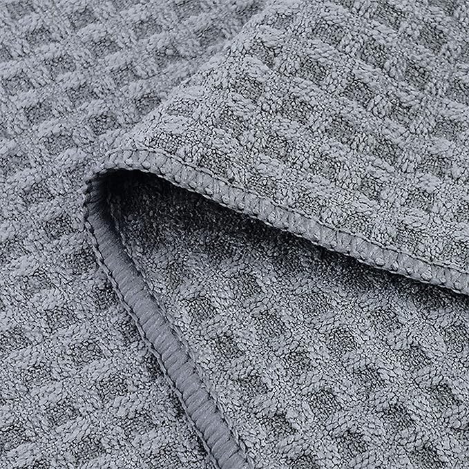 POLYTE Ultra Premium Microfiber Kitchen Dish Cloth Waffle Weave, 8 Pack (12x12 in, Gray)