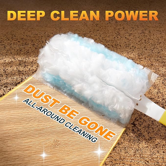 JOYMOOP Disposable Duster for Cleaning, with 1 Handles & 48 Ct Yellow Heavy Duty Refills for Swiffer Feather Duster, Household Cleaning Tool for Electronics, Dusting Furniture, Blinds