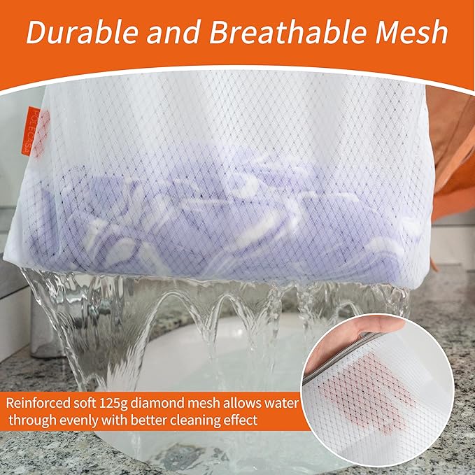 Polecasa 3Pcs 16 x 20 Inches Extra Durable 125g Diamond Mesh Laundry Bags with Sturdy Zipper for Delicates, Protect Clothes in Washing Machine, Laundry Room Essentials for College, Dorm (3 Large)
