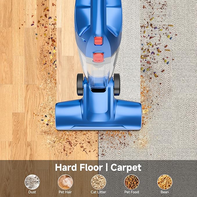 fenhua Corded Stick Vacuum Cleaner - Lightweight, Powerful Suction with 450W Motor, 3-in-1 16.4Ft Cord Vacuum Cleaners for Home, Hard Floor, Carpet, Pet Hair Deep Blue