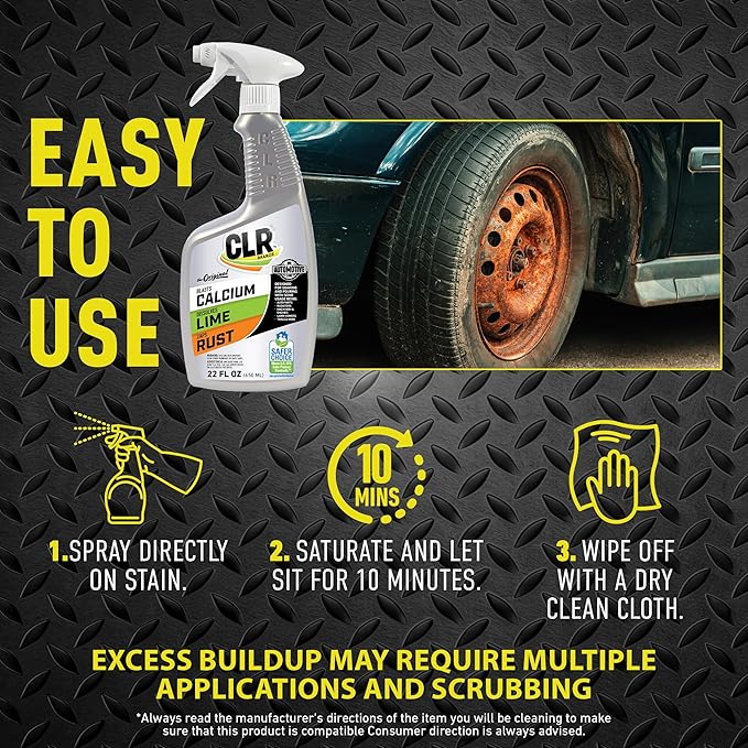 CLR Brands Automotive Calcium, Lime & Rust Remover Spray, 22 oz., Cleaning Spray for Multiple Surfaces, EPA Safer Choice Certified, Ammonia, Phosphate and Bleach Free Cleaner
