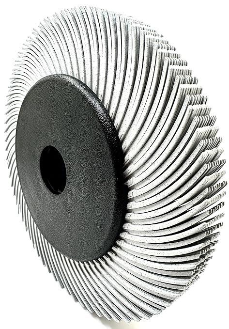 Radial Bristle Brush, 6 in x 1/2 in x 1 in 120 Grit (White) with Adapter, Type C Curved Bristle (Pack of 1)