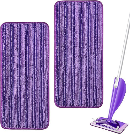 Microfiber Mop Pads for Swiffer Wet Jet Mops,SealUncle Wet Pads Refills Fit 10"- 12" Spray Mops,Reuasable & Machine Washable,2-Pack (Purple)