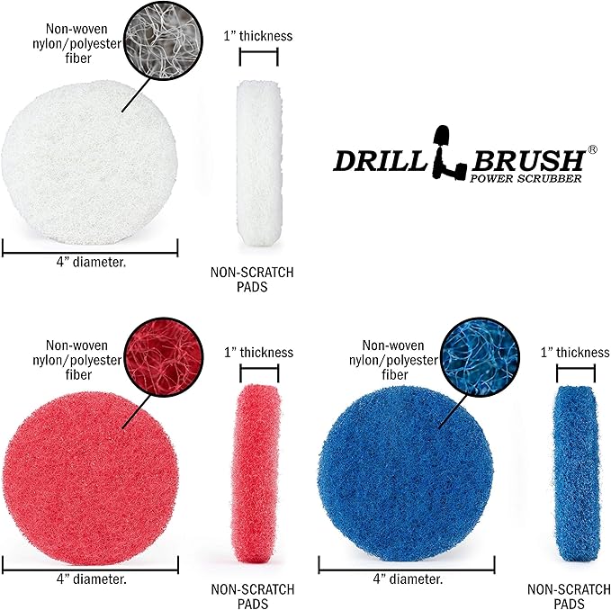 Drillbrush Outdoor Carpet Cleaner - Drill Brush Power Scrubber - Boat Brush - Spa, Hot Tub, Cleaner Brushes - Pool Grout Cleaner - Bathroom Power Scrubbing Pads - Rotary Drill Brush Cordless Scrubber