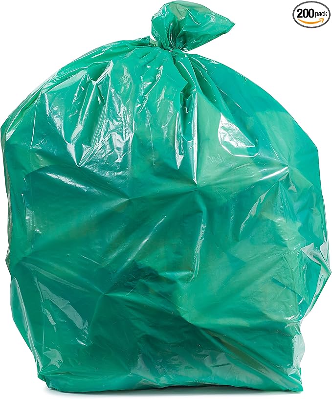 Plasticplace 20-30 Gallon Trash Bags │ 1.2 Mil │ Green Garbage Can Liners │ 30’” x 36” (200 Count), W25LDG