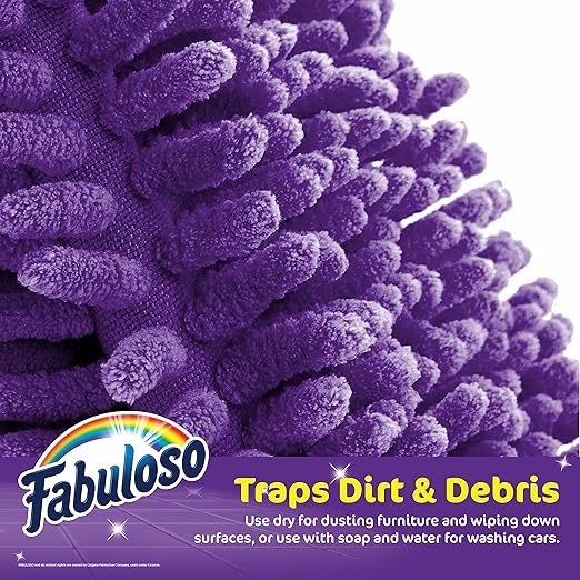 Fabuloso Microfiber Cleaning Mitt, Purple, One Size Fits All - Lint-Free, Scratch-Free Glove for Surfaces and Furniture - Dustless Hand Cloth for Bold & Bright Experience