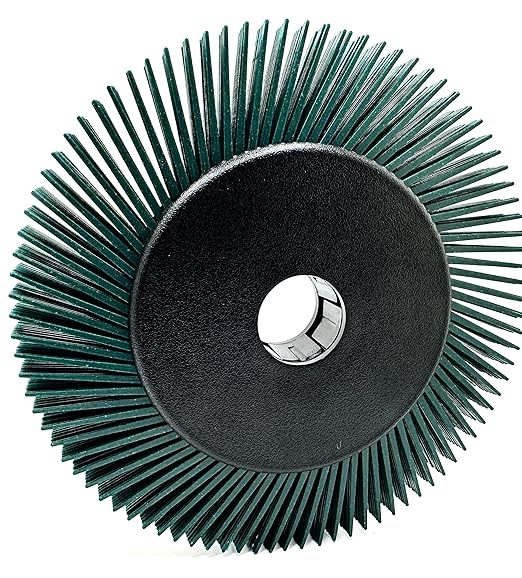 Radial Bristle Brush, 6 in x 1/2 in x 1 in 50 Grit (Green) with Adapter (Pack of 1)