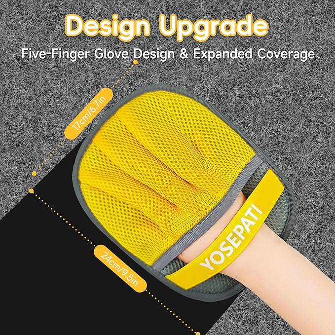 YOSEPATI Thickened Ectrostatic Pet Hair Removal Glove for Cat & Dog, Upgraded Five-Finger Reusable Magic Brush Pet Hair Remover Tool for Couch, Clothing, Carpet & Car Seat, Cat Grooming Gloves